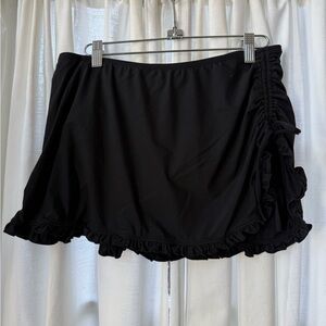 Black Ruffled Swim Skirt